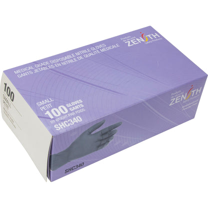 Medical Grade Disposable Gloves, Small, Nitrile, 6-mil, Powder-Free, Black, Class 2