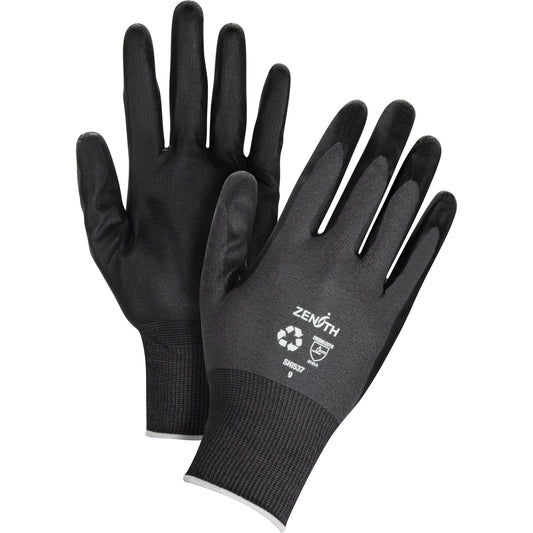 Eco-Friendly Breathable Coated Gloves, 10, Foam Nitrile Coating, 21 Gauge, Nylon/RPET Shell